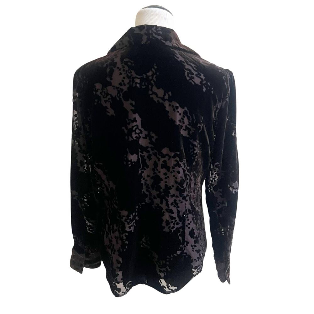 Jones New York Women’s Burnout Velvet Brown Button Down Shirt Size 12 Whimsigoth - Picture 2 of 12